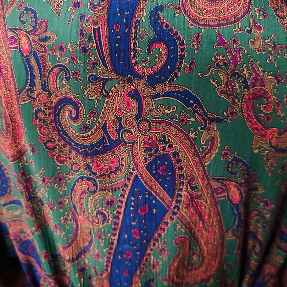 Vtg Victoria's Secret Gold Label Robe Womens XS S  Paisley Green Old Money Luxe - Picture 3 of 12